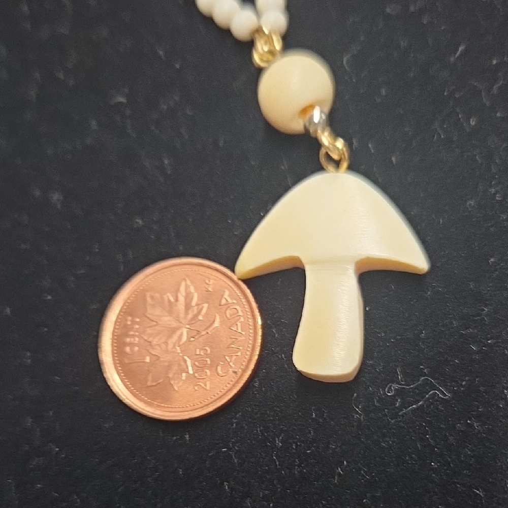 Cream Mushroom Pendant Necklace
